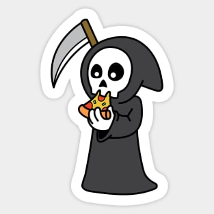 Grim Reaper Eating Pizza Sticker